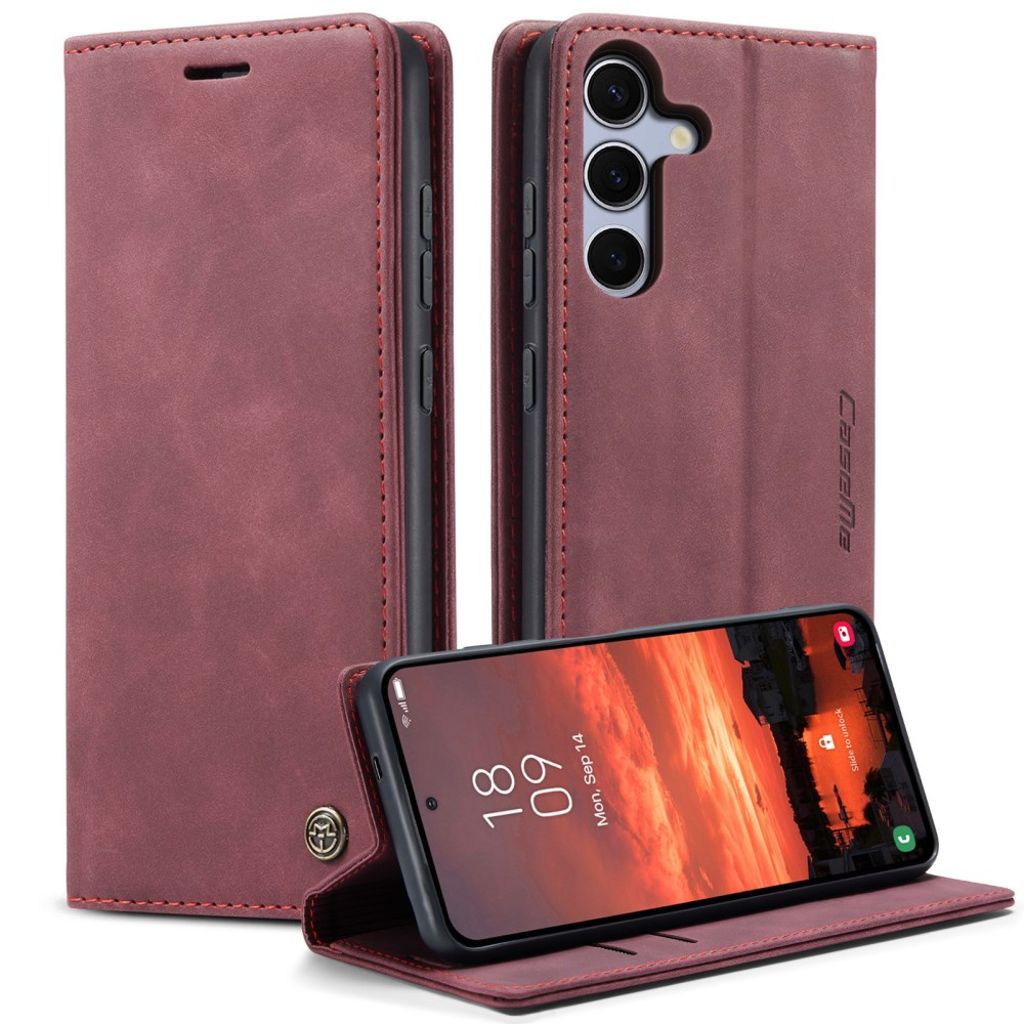CASEME Samsung Galaxy S25 FE plånboksfodral with kortfack – röd