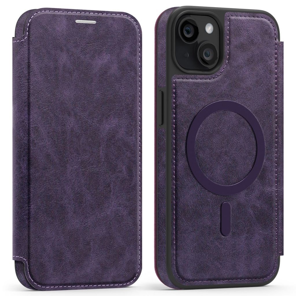 IPhone 14 Plus plånboksfodral MagSafe/med RFID-skydd - Dark lila