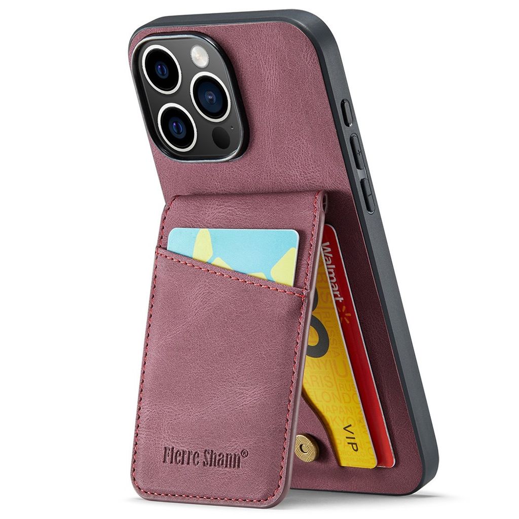 FIERRE SHANN iPhone 16 Pro skal with kortfack – röd