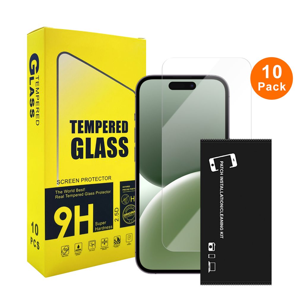 10-pack härdat glas skärmskydd for iPhone 16 Pro, Bulk