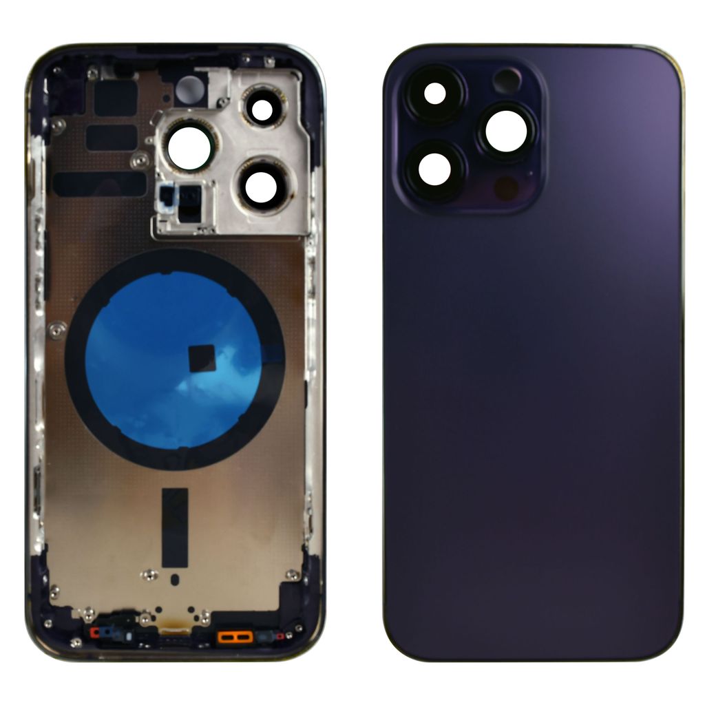 iPhone 14 Pro Max Complete Back Cover with Frame (No Logo) - Purple