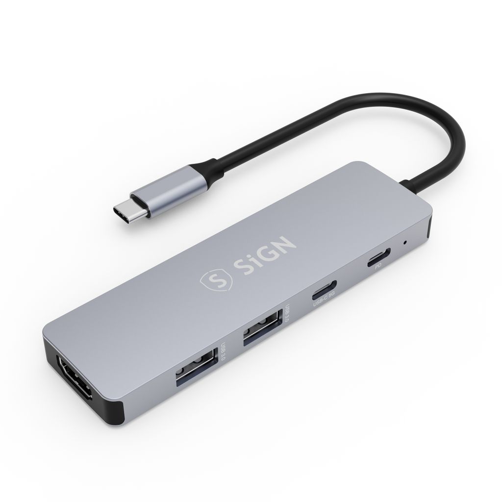 SiGN 5-in-1 HUB USB-C to USB-A / USB-C 100W / PD / HDMI 4K@60Hz - Gray