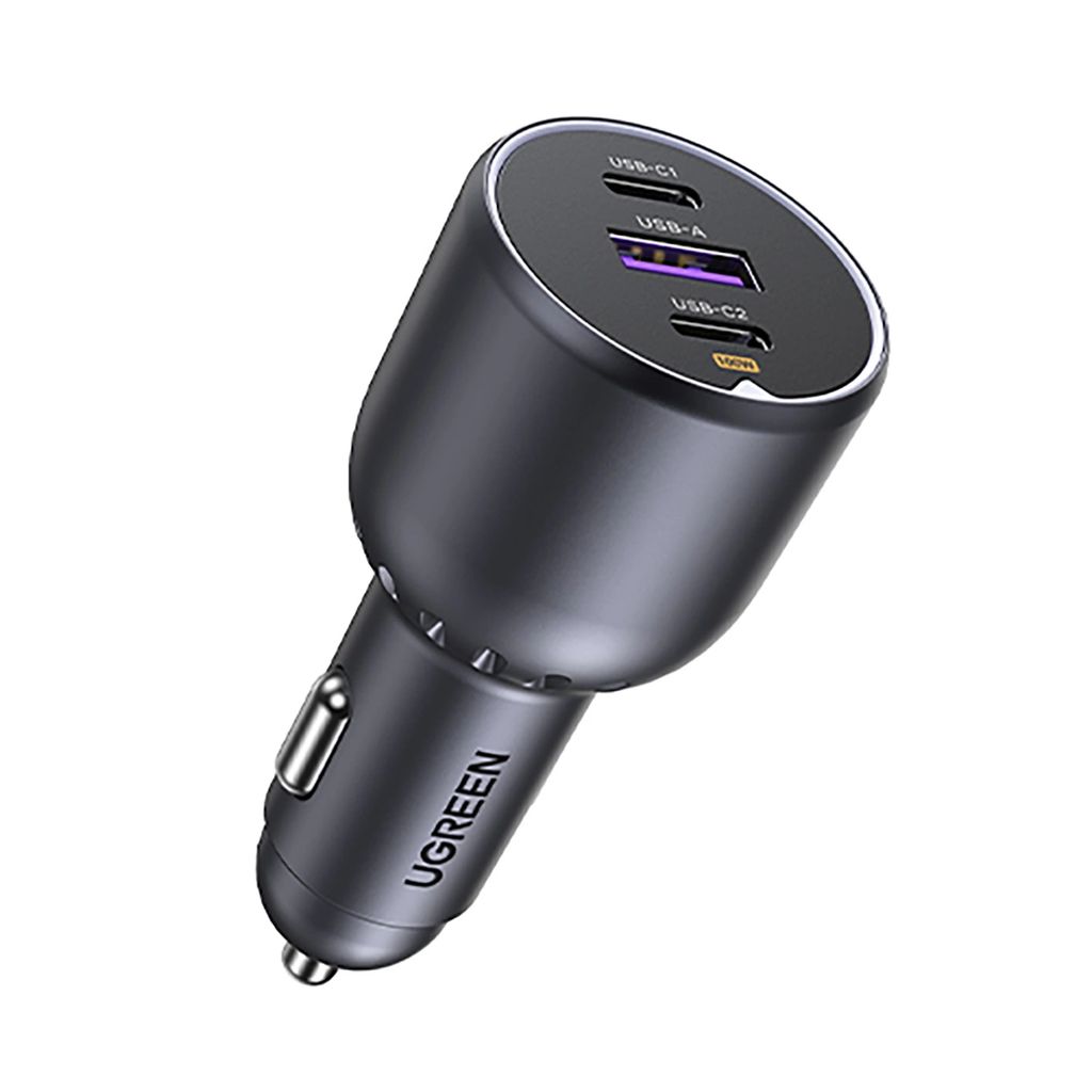 Ugreen Car Charger 130W, 2x USB-C / 1x USB-A - Gray
