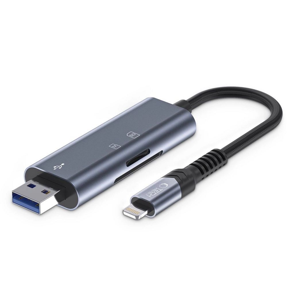 Tech-Protect UltraBoost SD/micro SD Memory Card Reader with Lightning/USB-A Connector