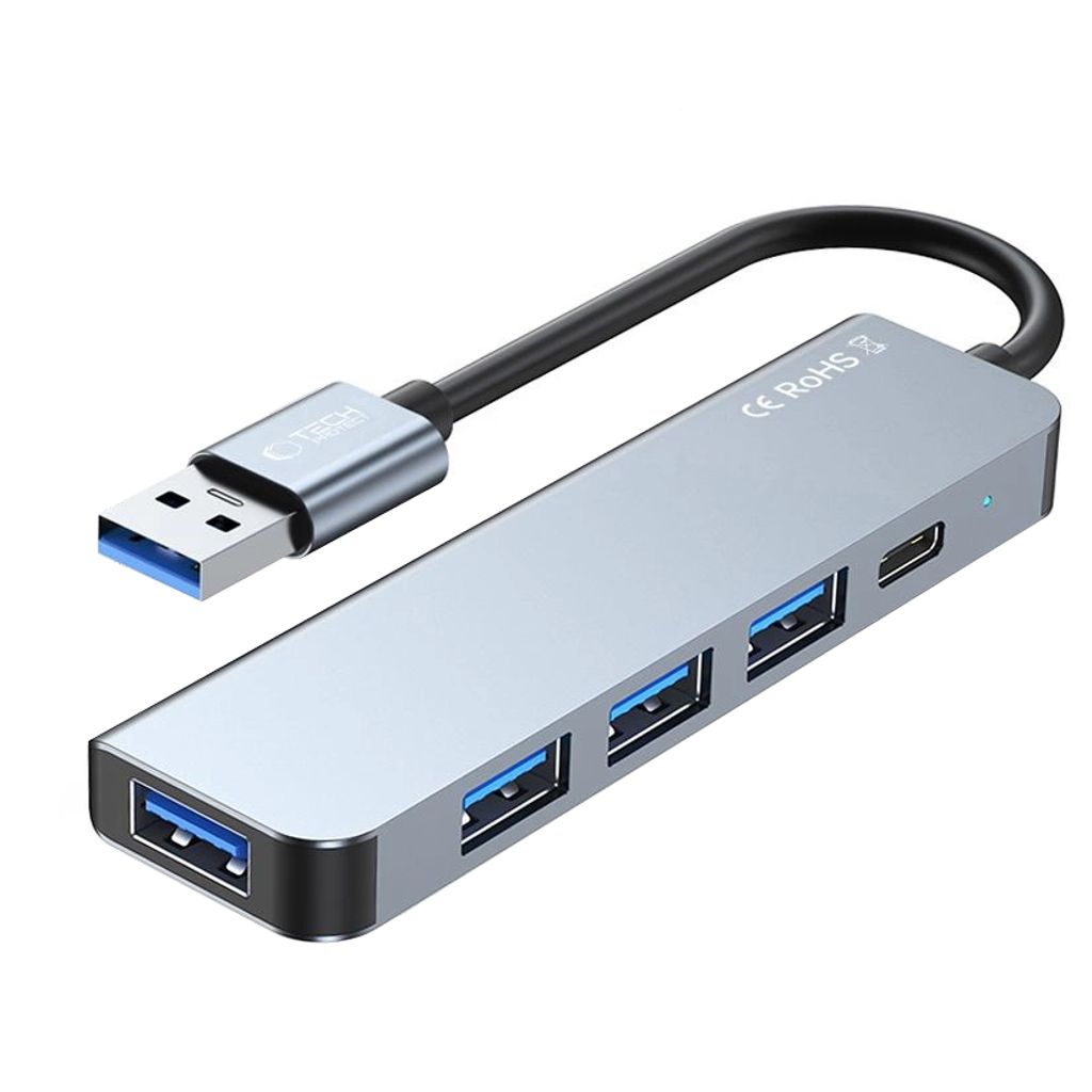 Tech-Protect V0 USB-A Hub to USB-A 3.0 / 3x USB-A 2.0 / USB-C - Gray