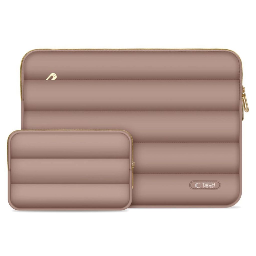 Tech-Protect Puffy Laptop Sleeve 15-16" with accessory pouch - Brown