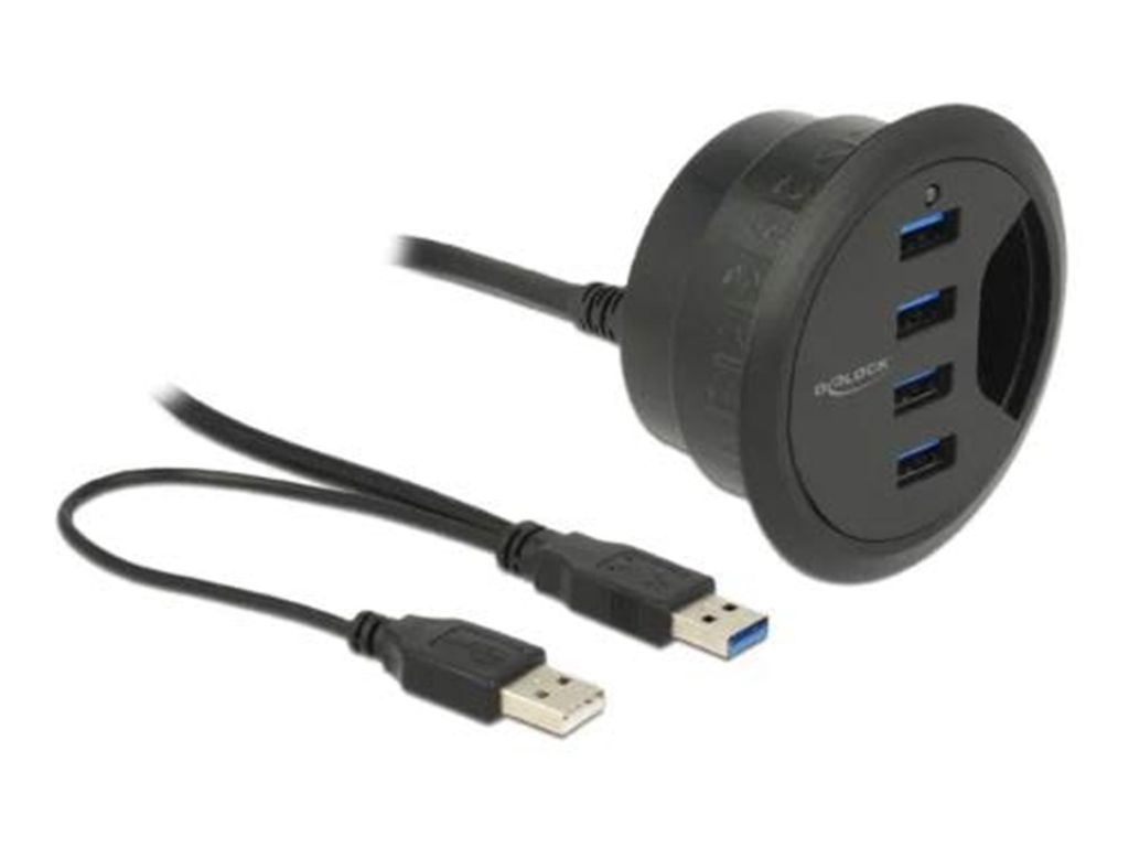 Delock In-Desk USB-A Hub 4x USB-A Port, 5 Gbps