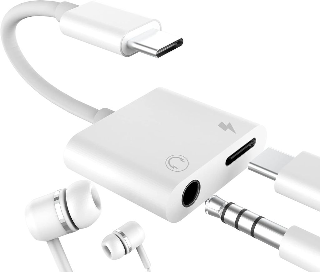 SiGN USB-C to 3.5mm AUX Adapter, 3A - Charge & Listen - White