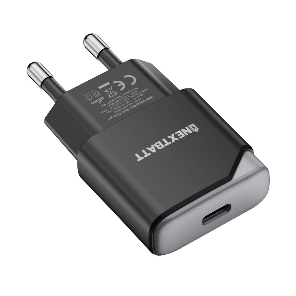 NEXTBATT GaN 30W Slim Fast Charger USB-C – Black/Gray