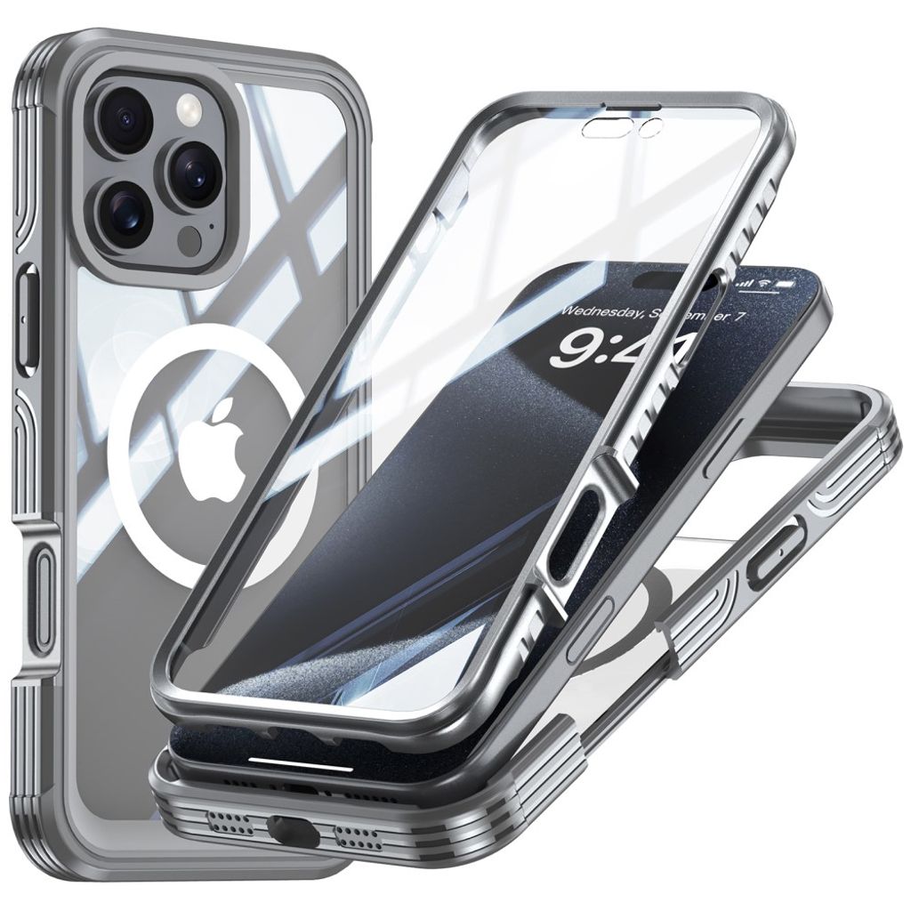 iPhone 16 Pro Max Case with Sreen Protector - Grey