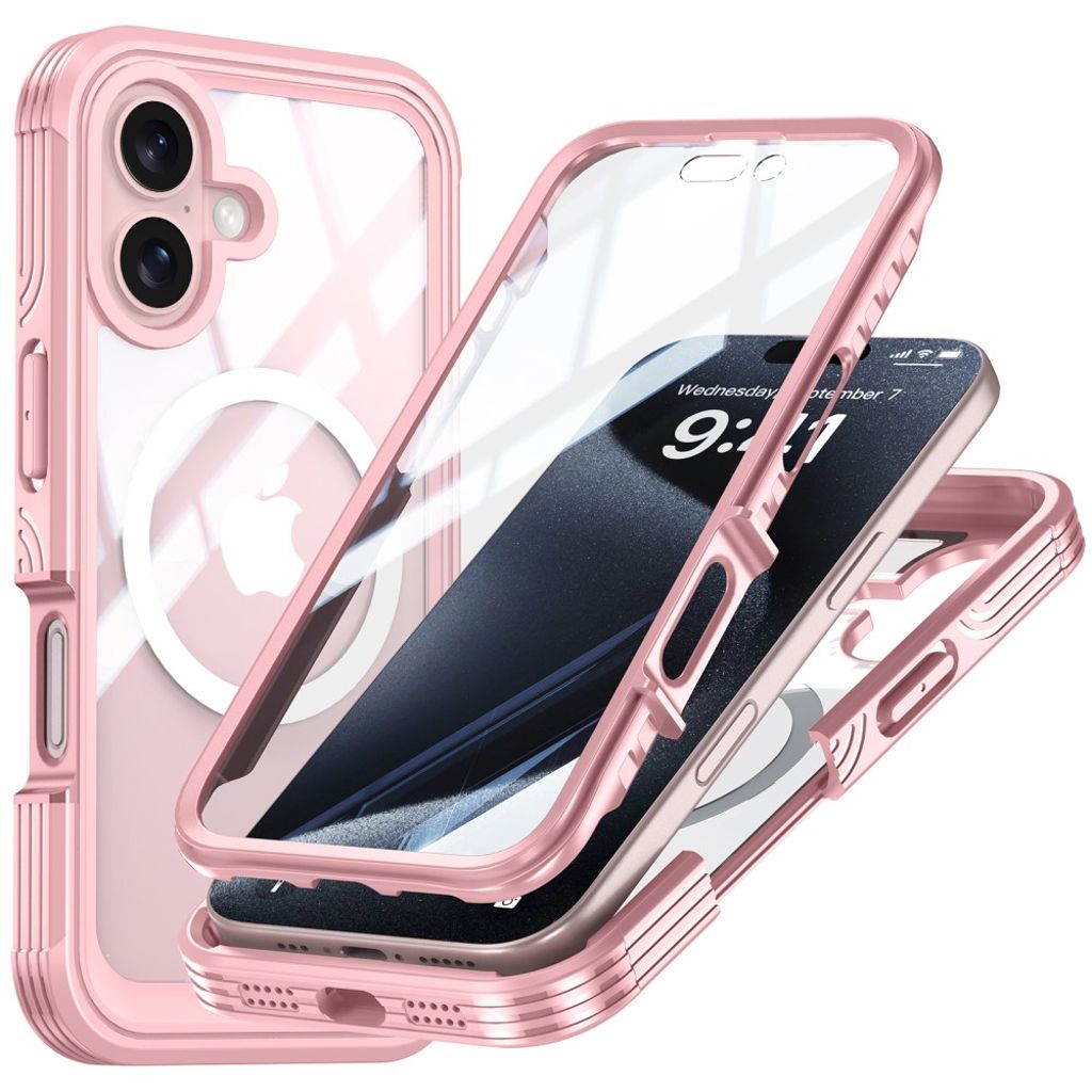 iPhone 16 Plus Case with Screen Protector - Pink