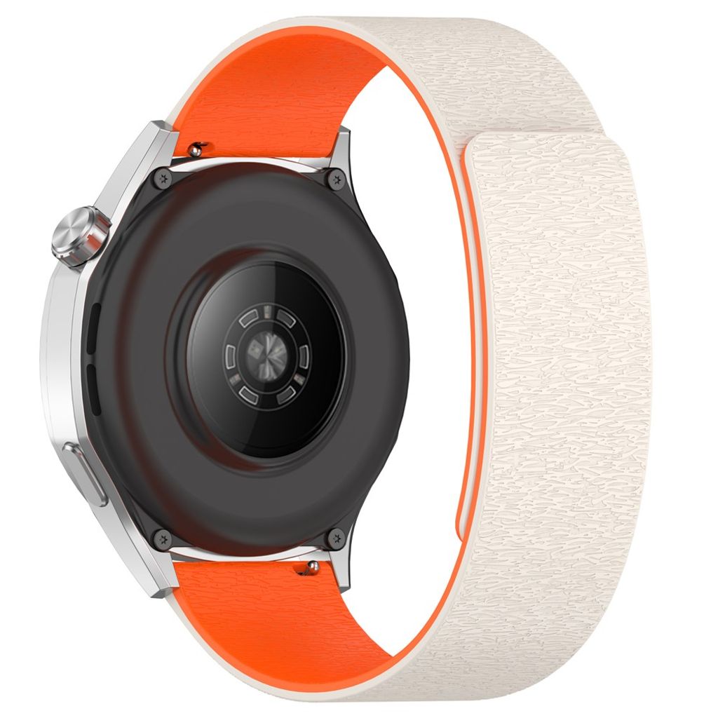 Samsung Galaxy Watch/Garmin Forerunner etc. Silicone Watch Strap – White/Orange