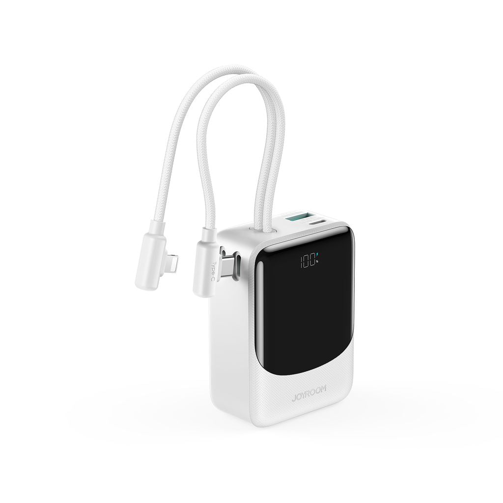 Joyroom JR-PC1 22.5W mini power bank 10000mAh with USB-C/Lightning cables - white
