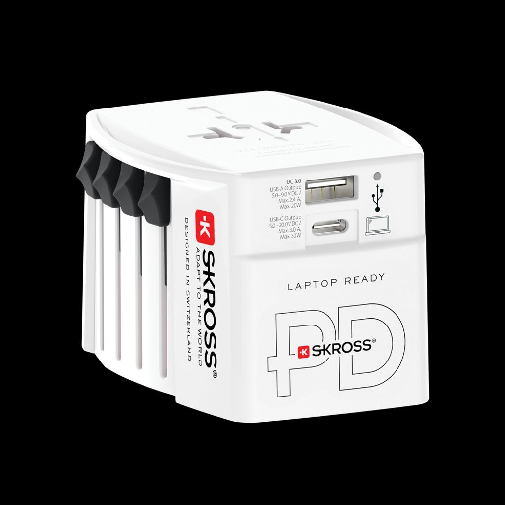 SKROSS Universal Travel Adapter with USB-A/USB-C 30W PD