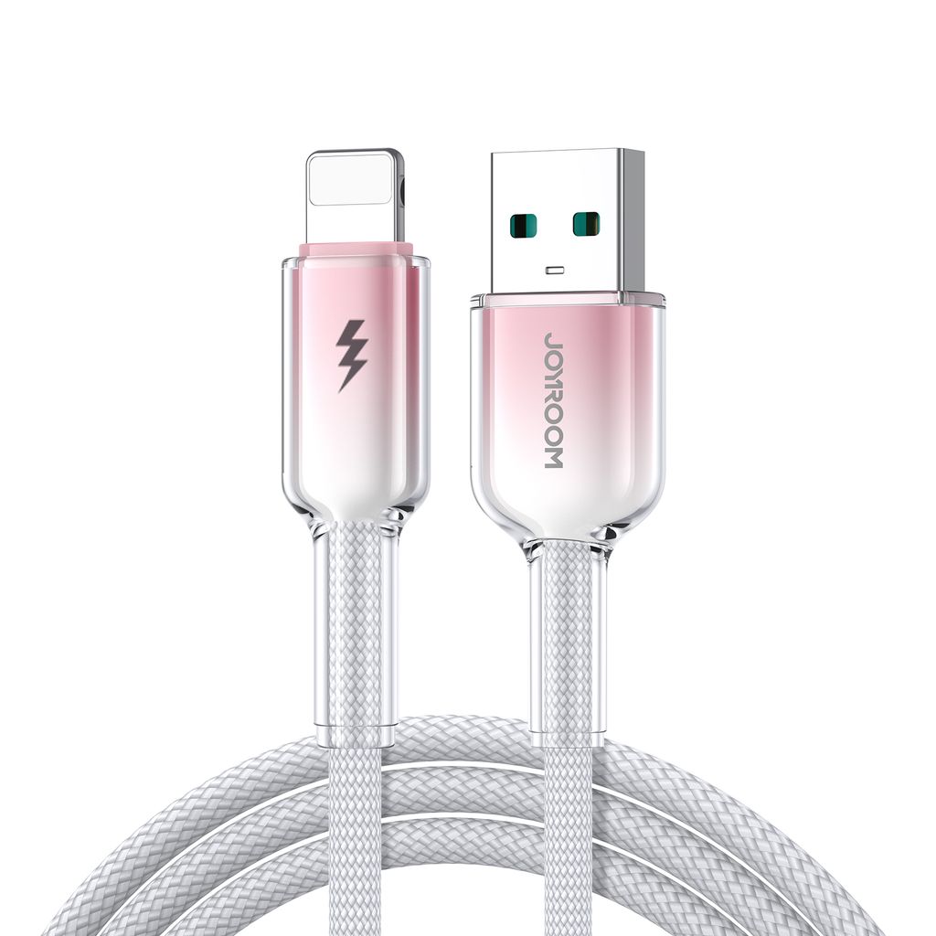 Joyroom USB-A to Lightning cable Fast charging 3A, 1.2m - White/Pink