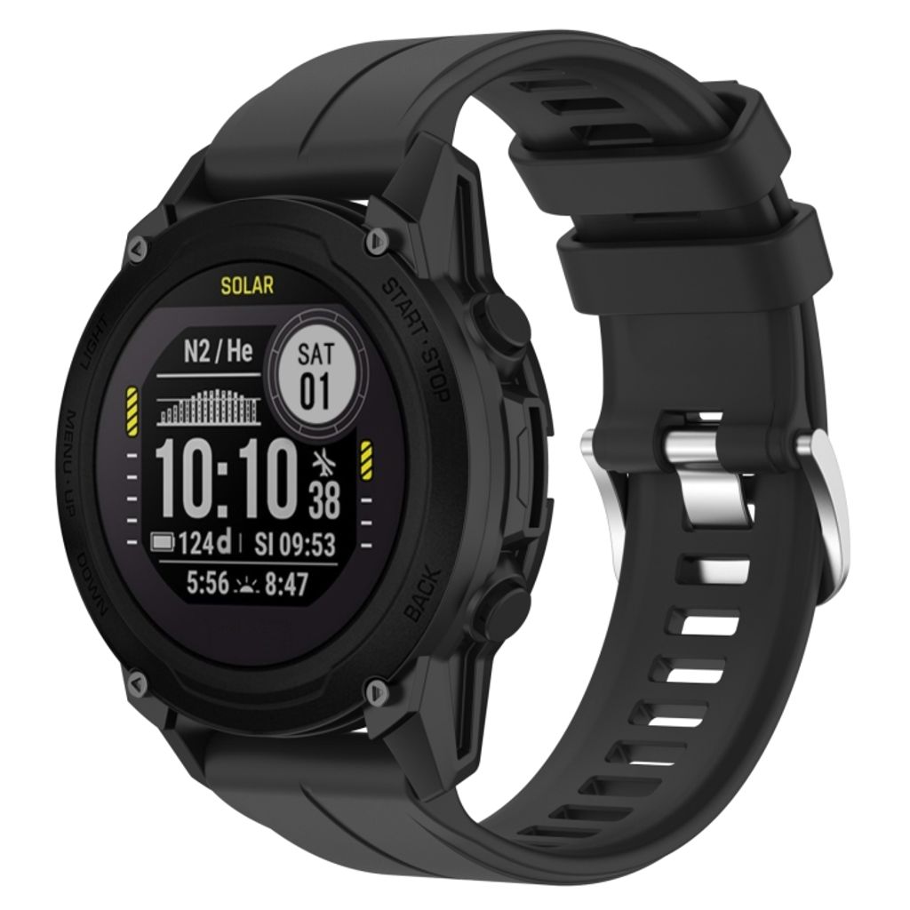 Garmin Descent G1 Solar Solid Color Silicone Watch Band - Black