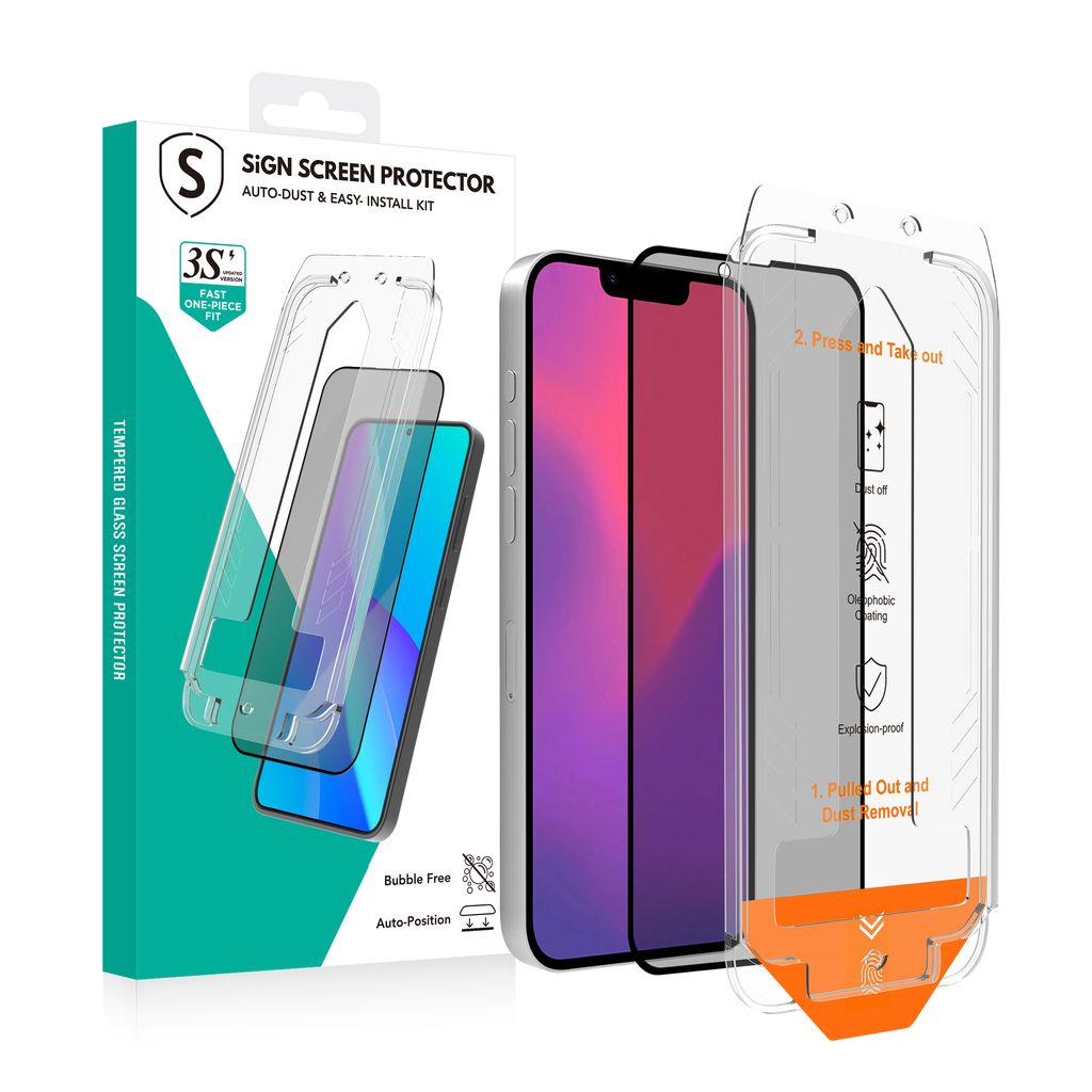 SiGN sekretess skärmskydd iPhone 14/13/13Pro/16e/17e – EZ Apply applicator