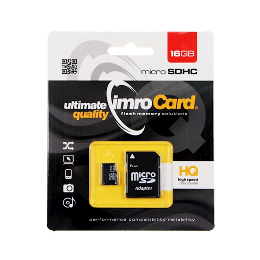 Imro microSDHC Memory Card 16 GB Class 10 UHS-I + SD Adapter