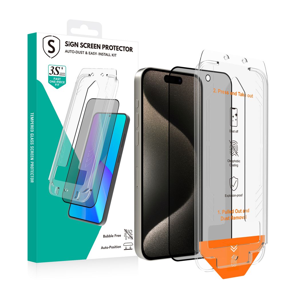 SiGN sekretess skärmskydd iPhone 15 Pro – EZ Apply dust free applicator