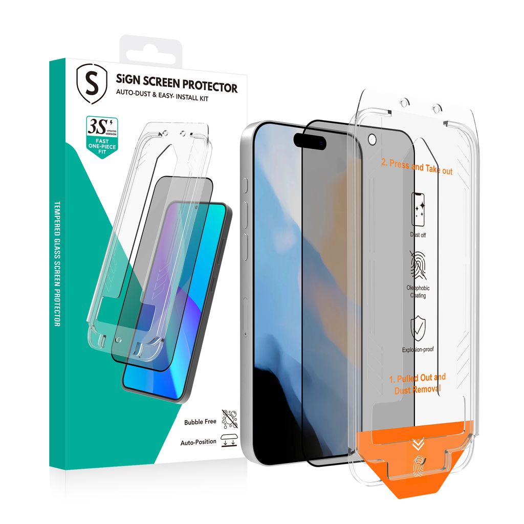 SiGN sekretess skärmskydd iPhone 16 Pro/17 – EZ Apply dust free applicator