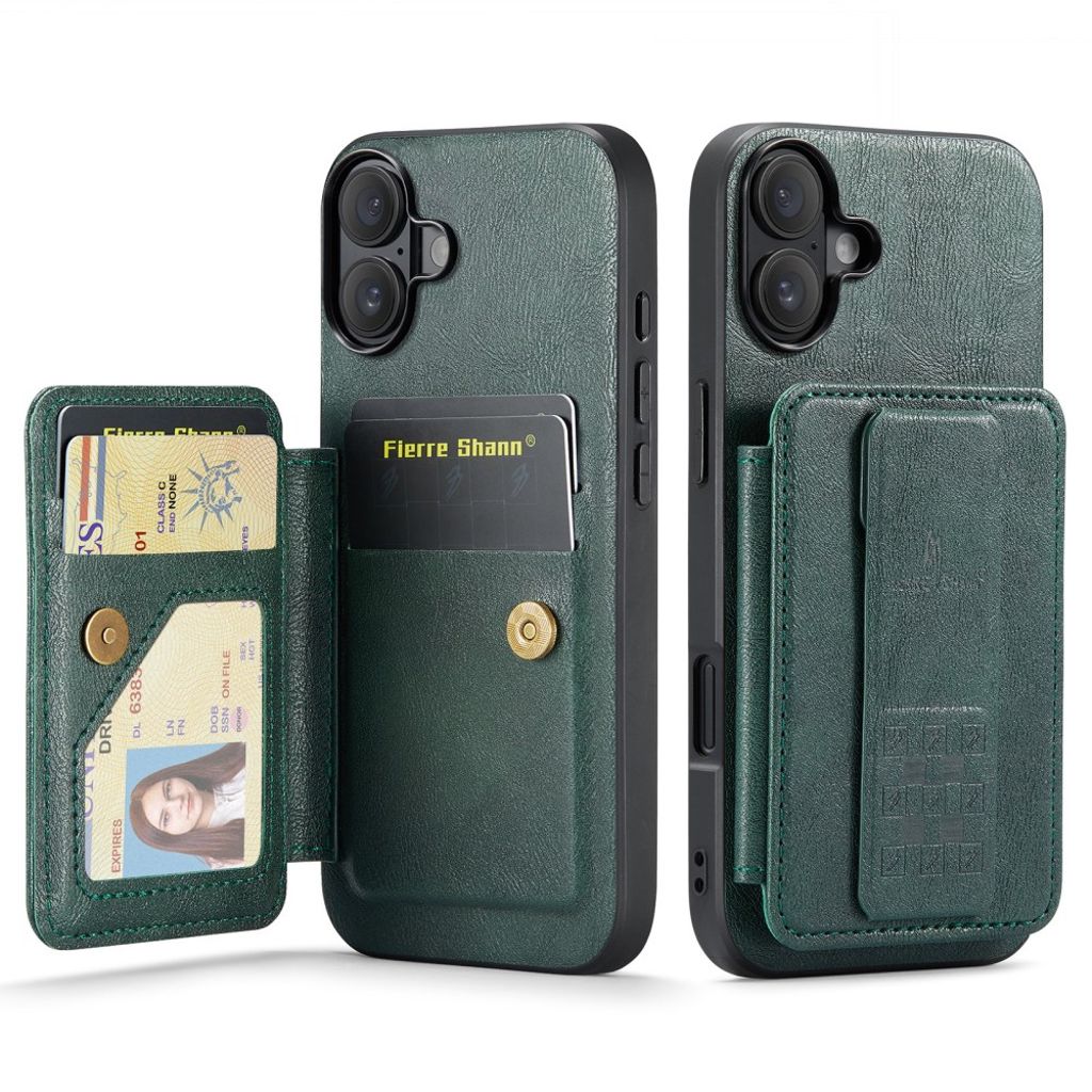 FIERRE SHANN iPhone 16 skal with kortfack – grön