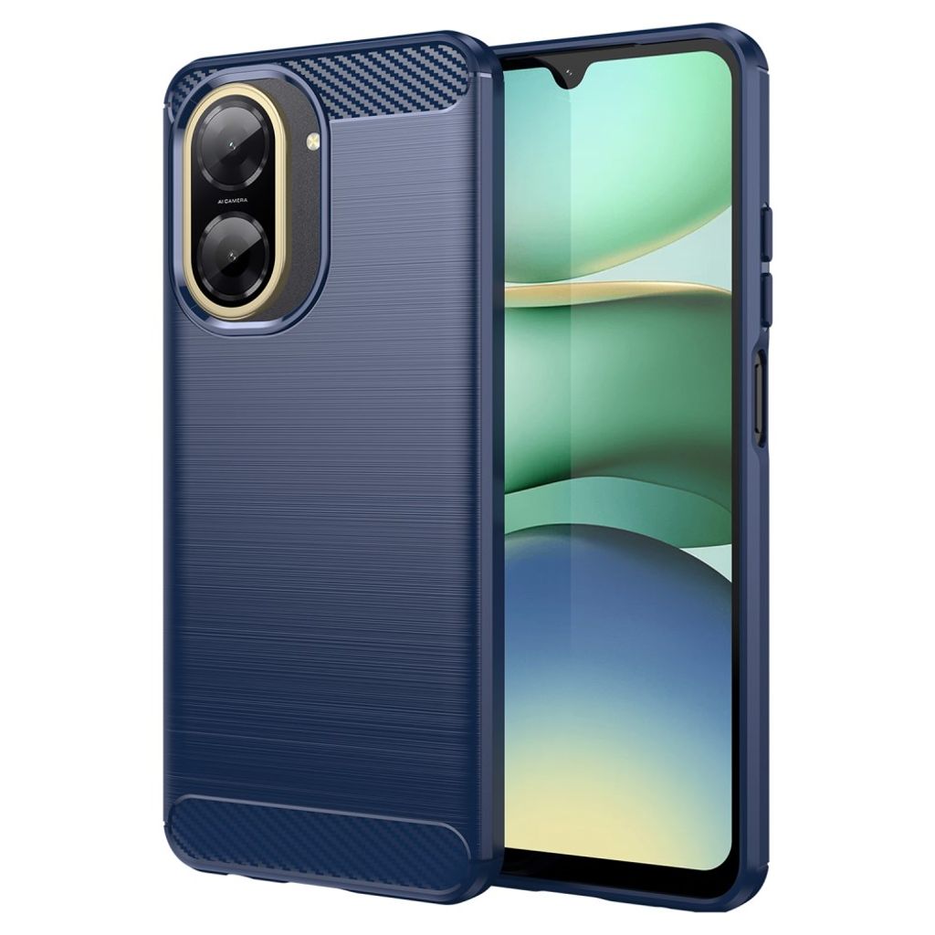 Xiaomi redmi a5 4g skal protective mobilskal carbon fiber texture brushed – blå