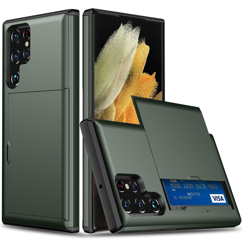 Samsung Galaxy S25 Ultra skal with Card Holder – grön