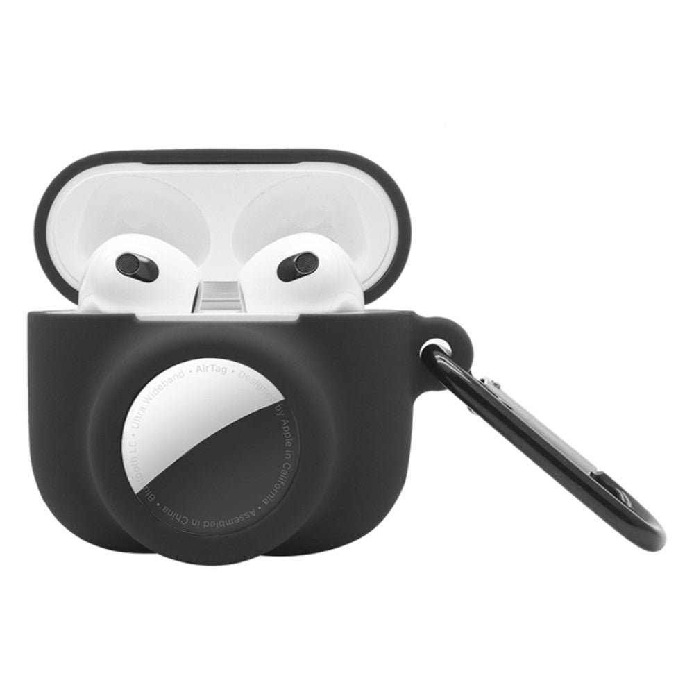 Apple AirPods 3 & Airtag 2-in-1 Silicone Case with key ring - Black