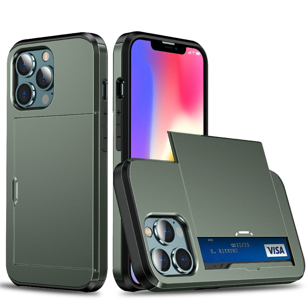 IPhone 13 mini skal with card holder - Dark grön