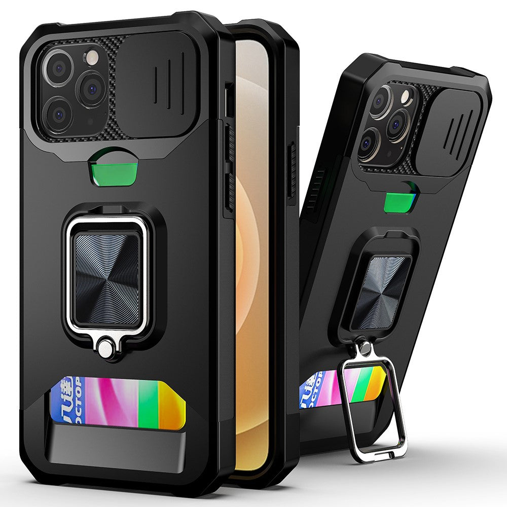 IPhone 12- 12 Pro smartphone skal with card holder - svart