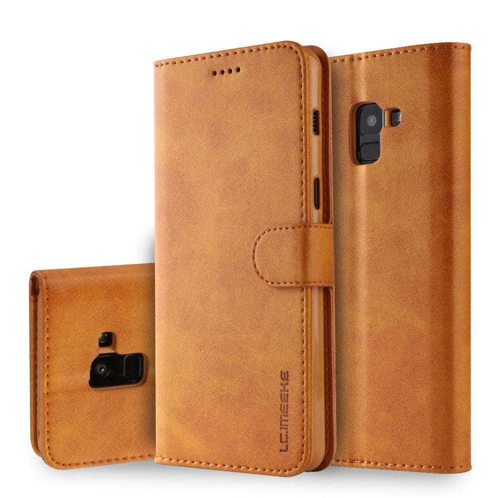 LC.IMEEKE plånboksfodral till Samsung Galaxy A8 2018 – brun