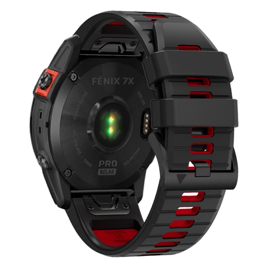 Garmin Fenix 7X/6X/6X Pro etc. Silicone Two-colored Watch Band - Black/Red