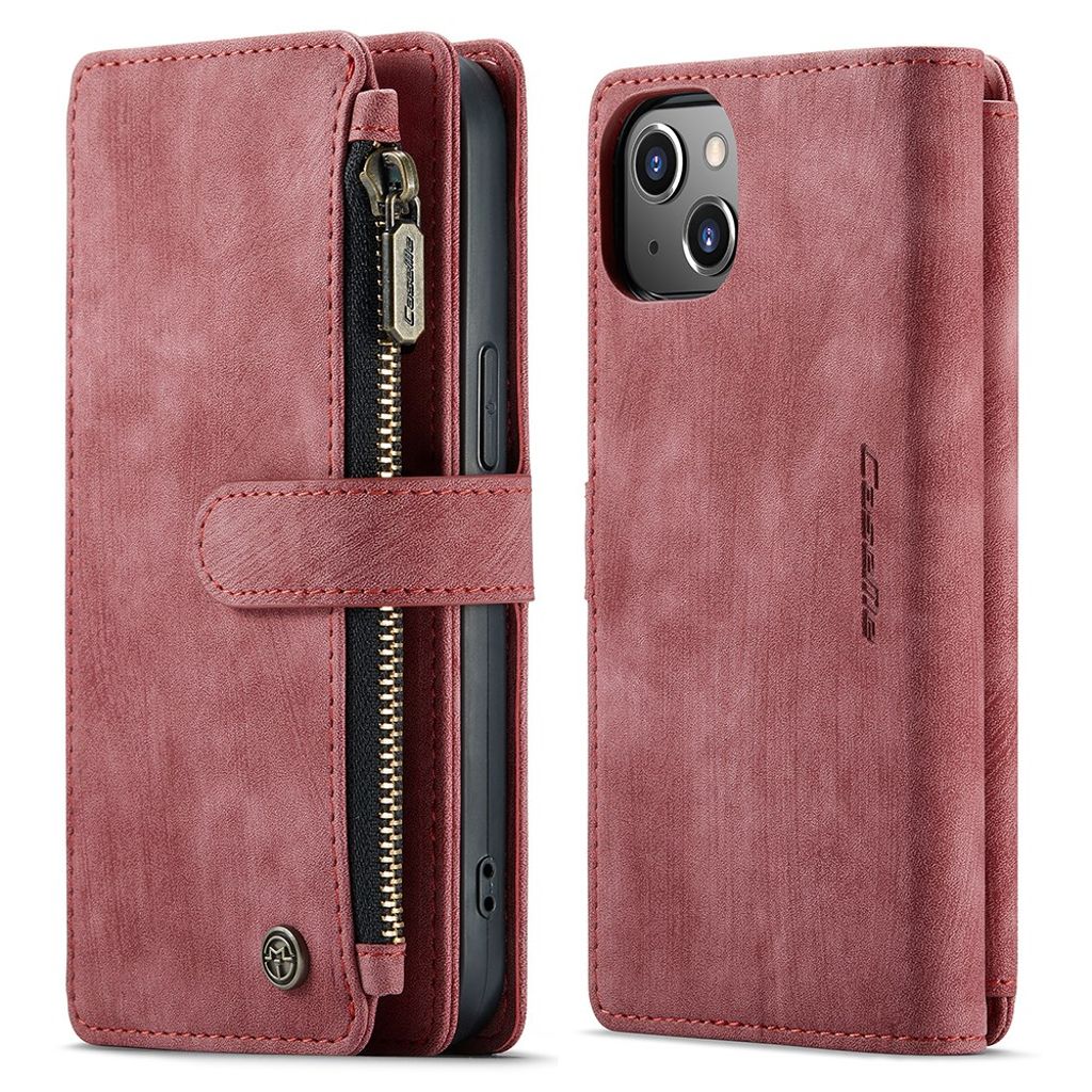 CASEME iPhone 13 plånboksfodral kortfack Strap PU Leather - röd