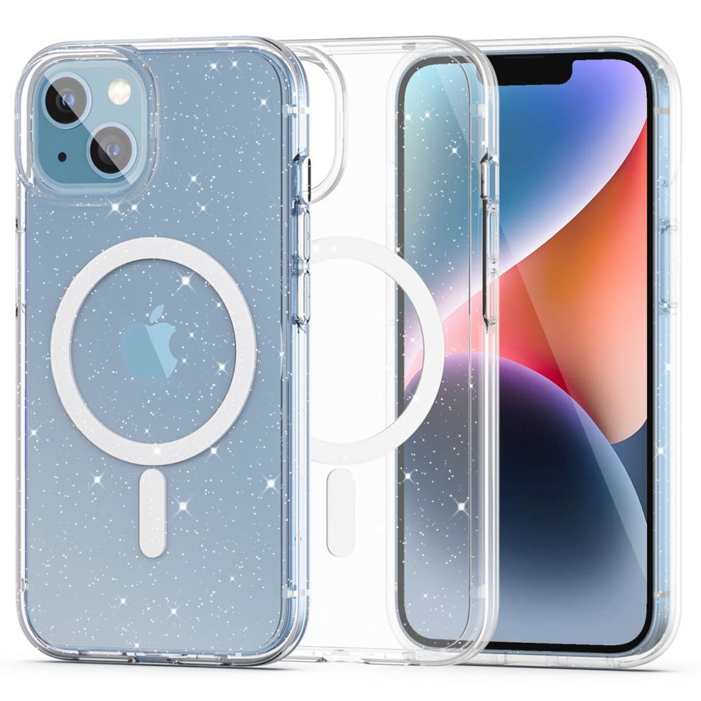 Tech-Protect FlexAir Hybrid MagSafe skal till iPhone 13/14 – Transparent/Glitter