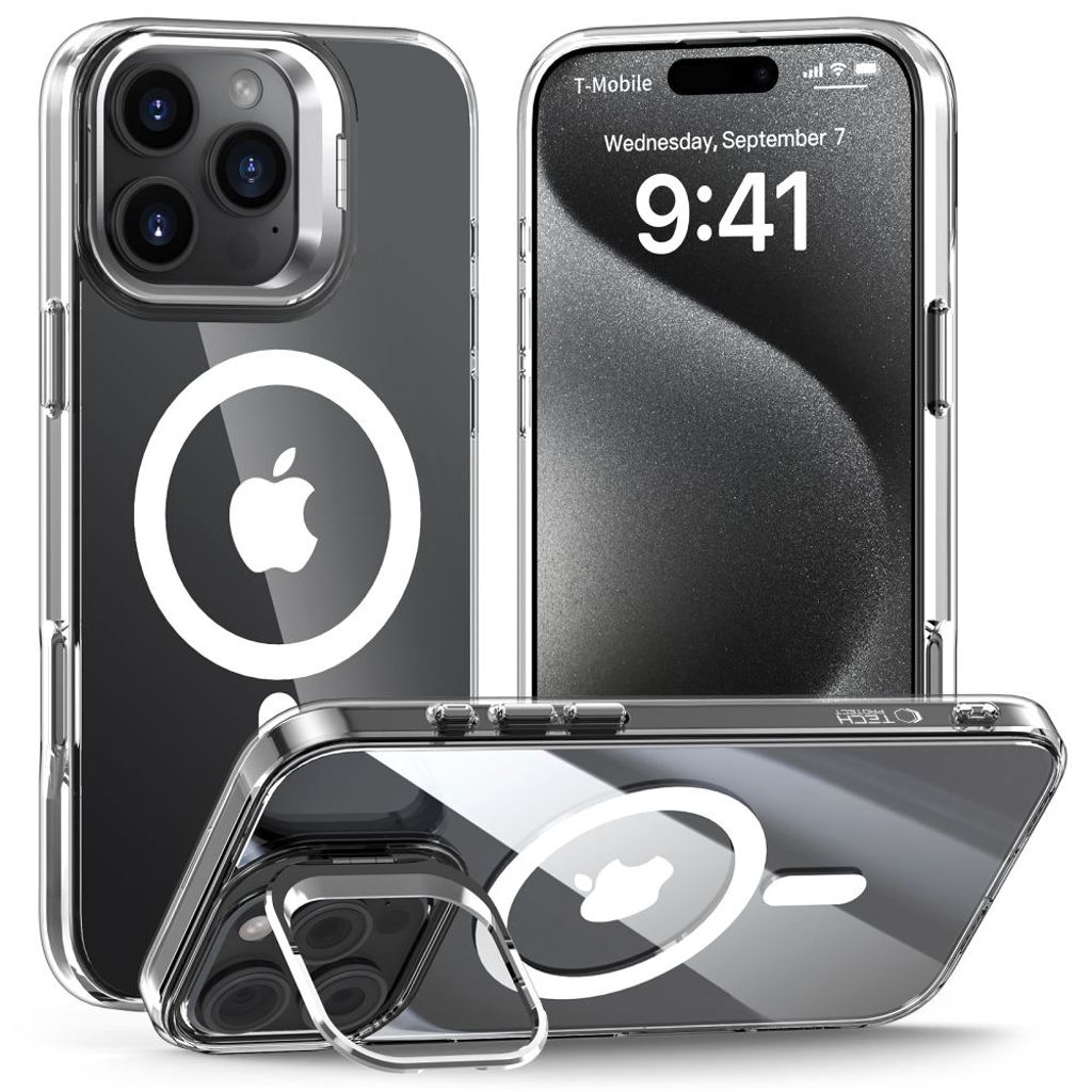 Tech-Protect MagStand MagSafe skal till iPhone 16 Pro – Transparent