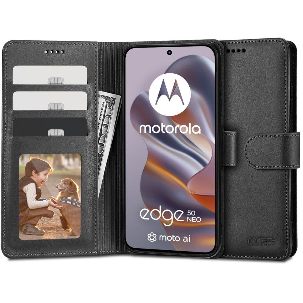 Tech-Protect plånboksfodral till Motorola EDGE 50 NEO – svart