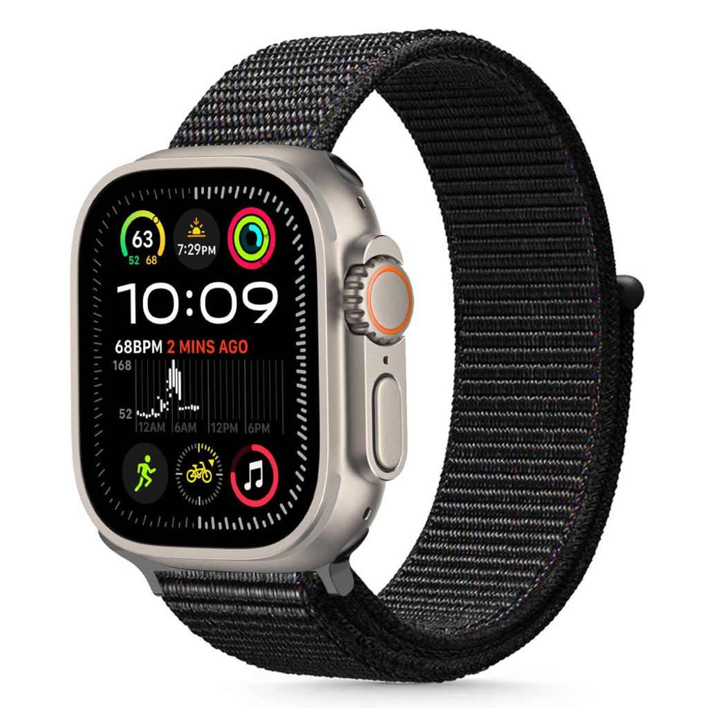 Tech-Protect Nylon klockarmband för Apple Watch 44/45/46/49 mm - svart