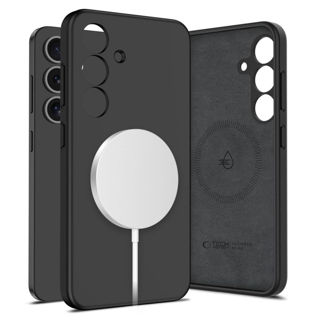 Tech-Protect i flytande silikon MagSafe skal för Samsung Galaxy S25 - svart