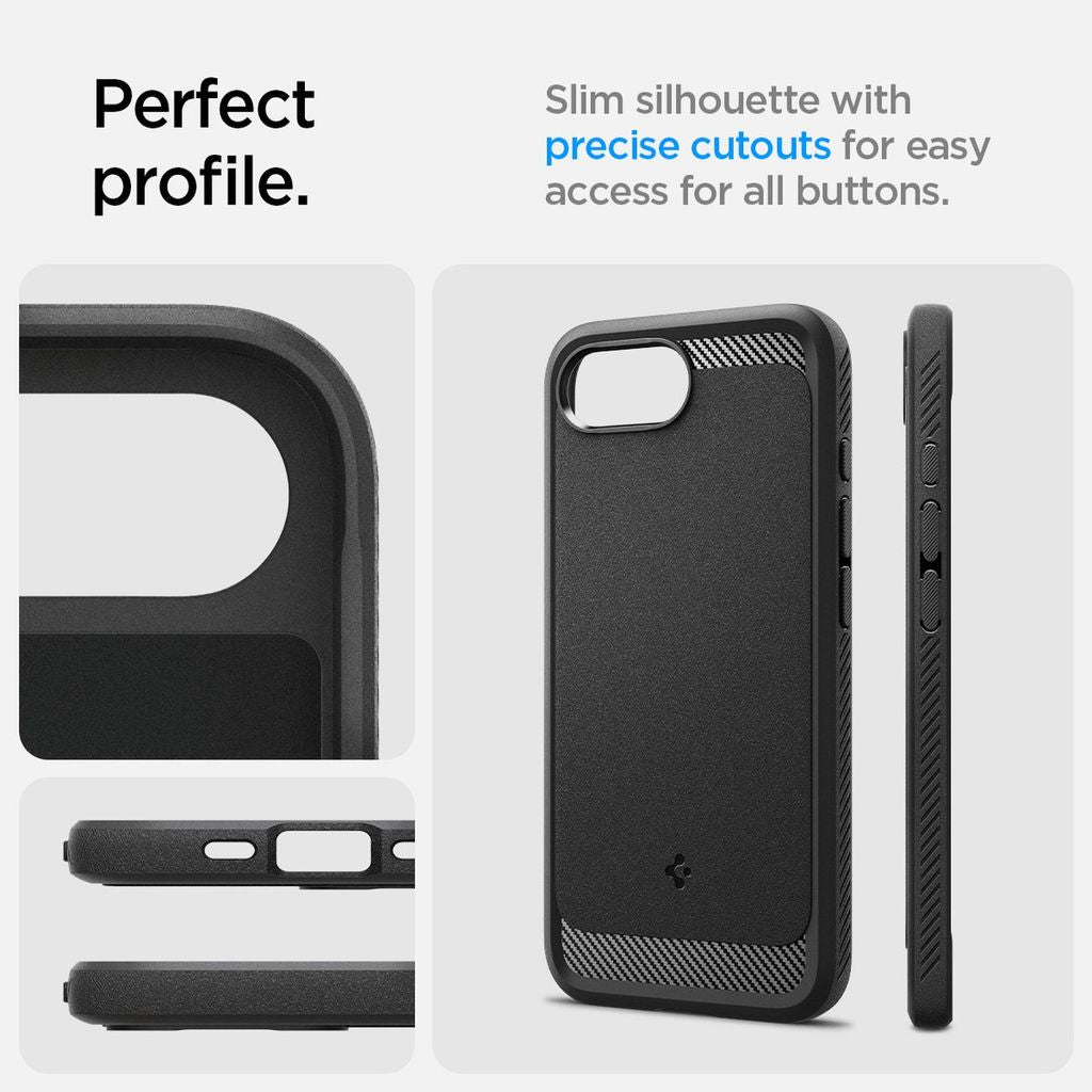 Spigen Rugged Armor MagSafe skal till iPhone 17e/16e – svart