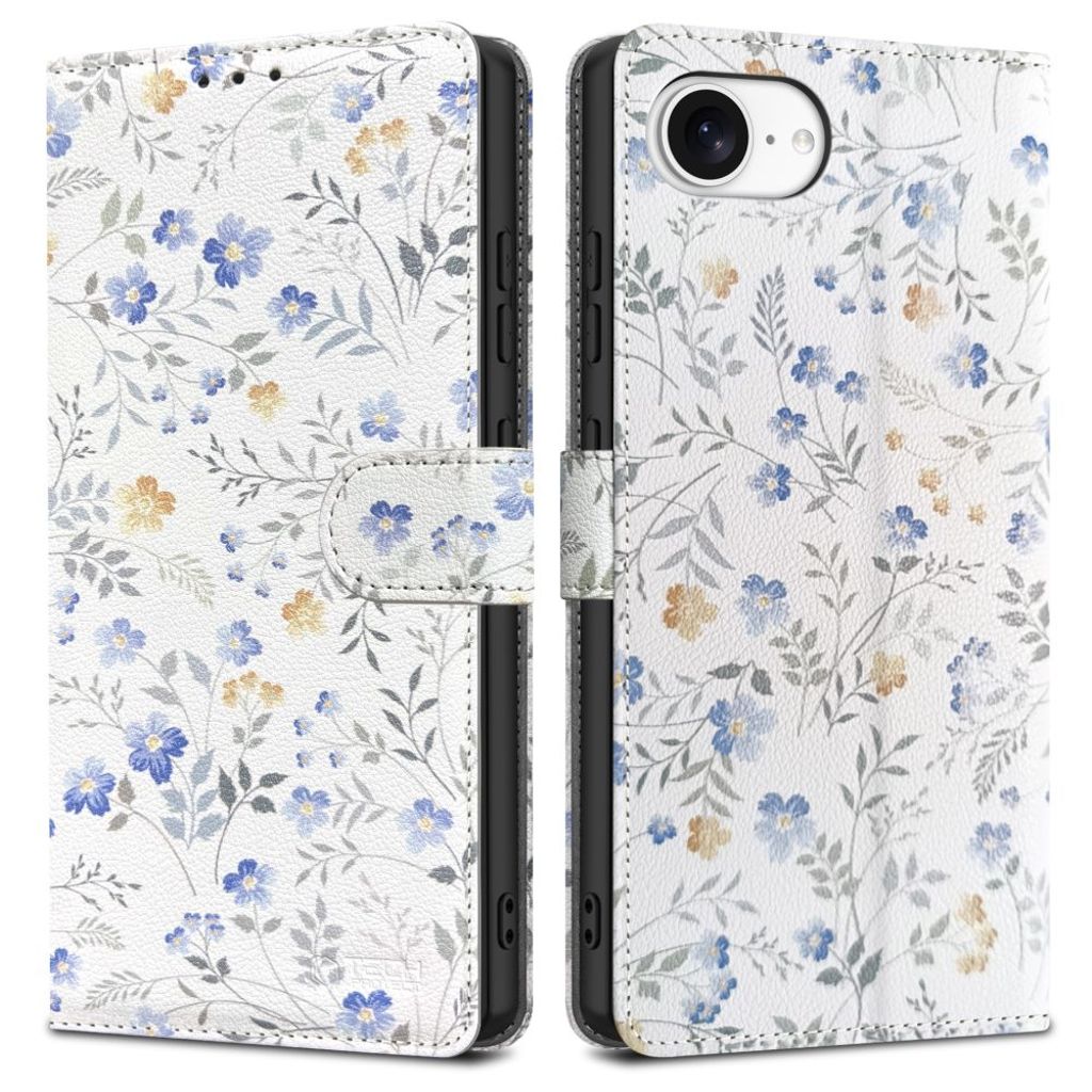 Tech-Protect plånboksfodral för iPhone 16e - Daisies med Leaves