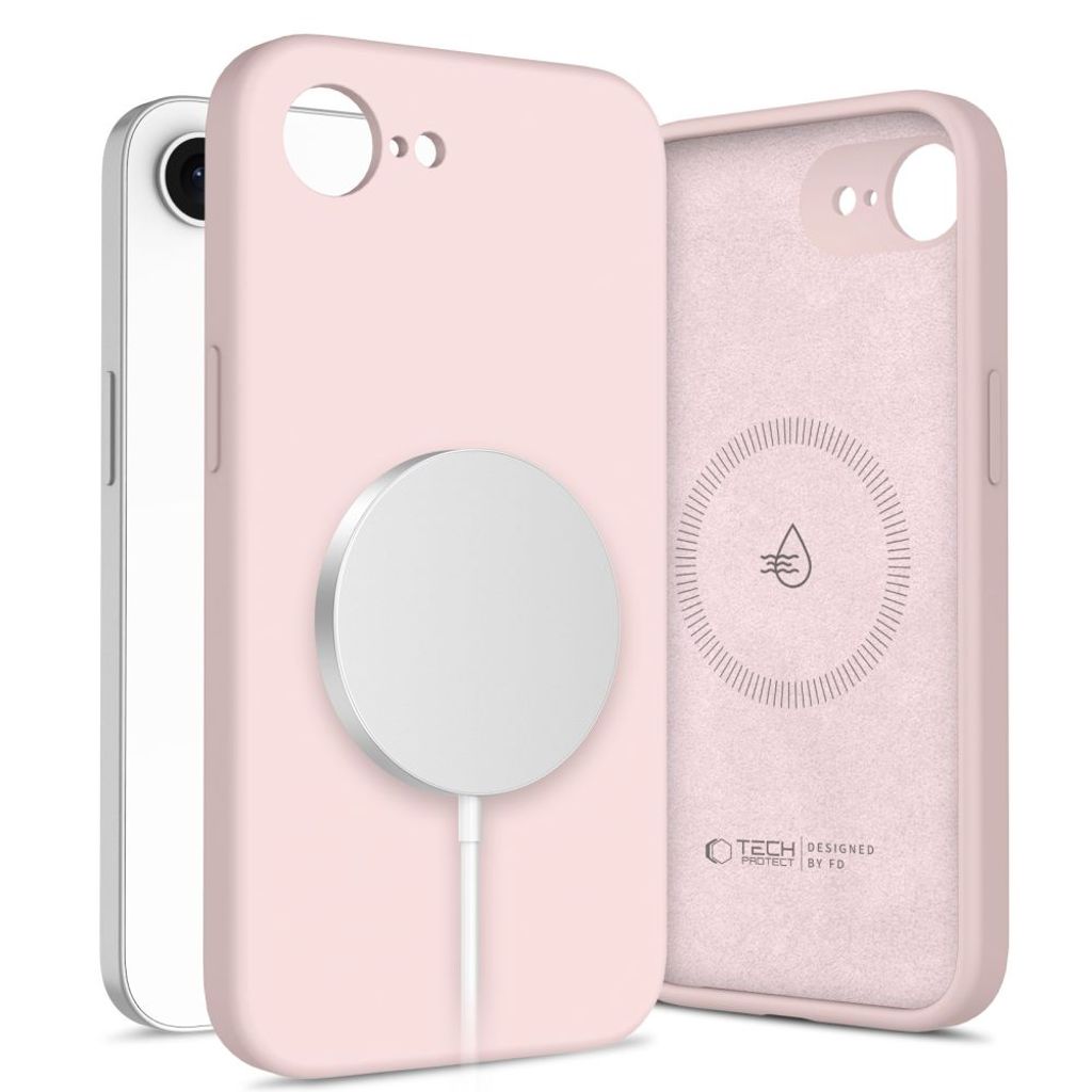Tech-Protect i flytande silikon MagSafe skal för iPhone 16e - rosa