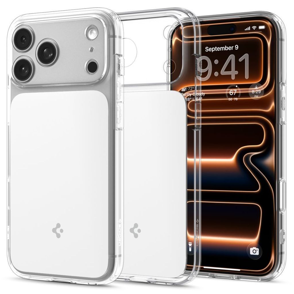 Spigen Ultra Hybrid "T" MagSafe skal till iPhone 17 Pro – Transparent/vit