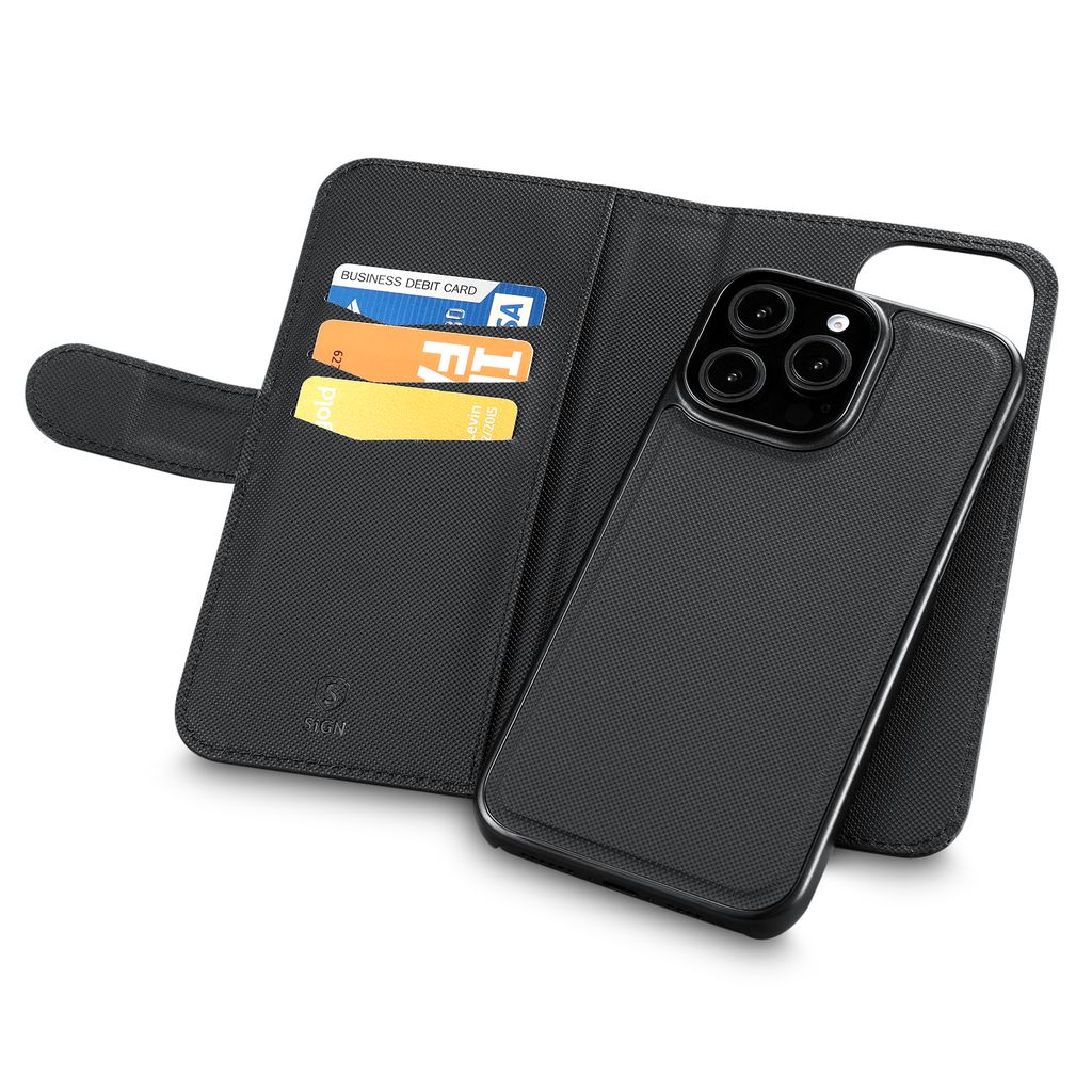 SiGN Wallet cover 2-in-1 for iPhone 16 Pro Max - Black