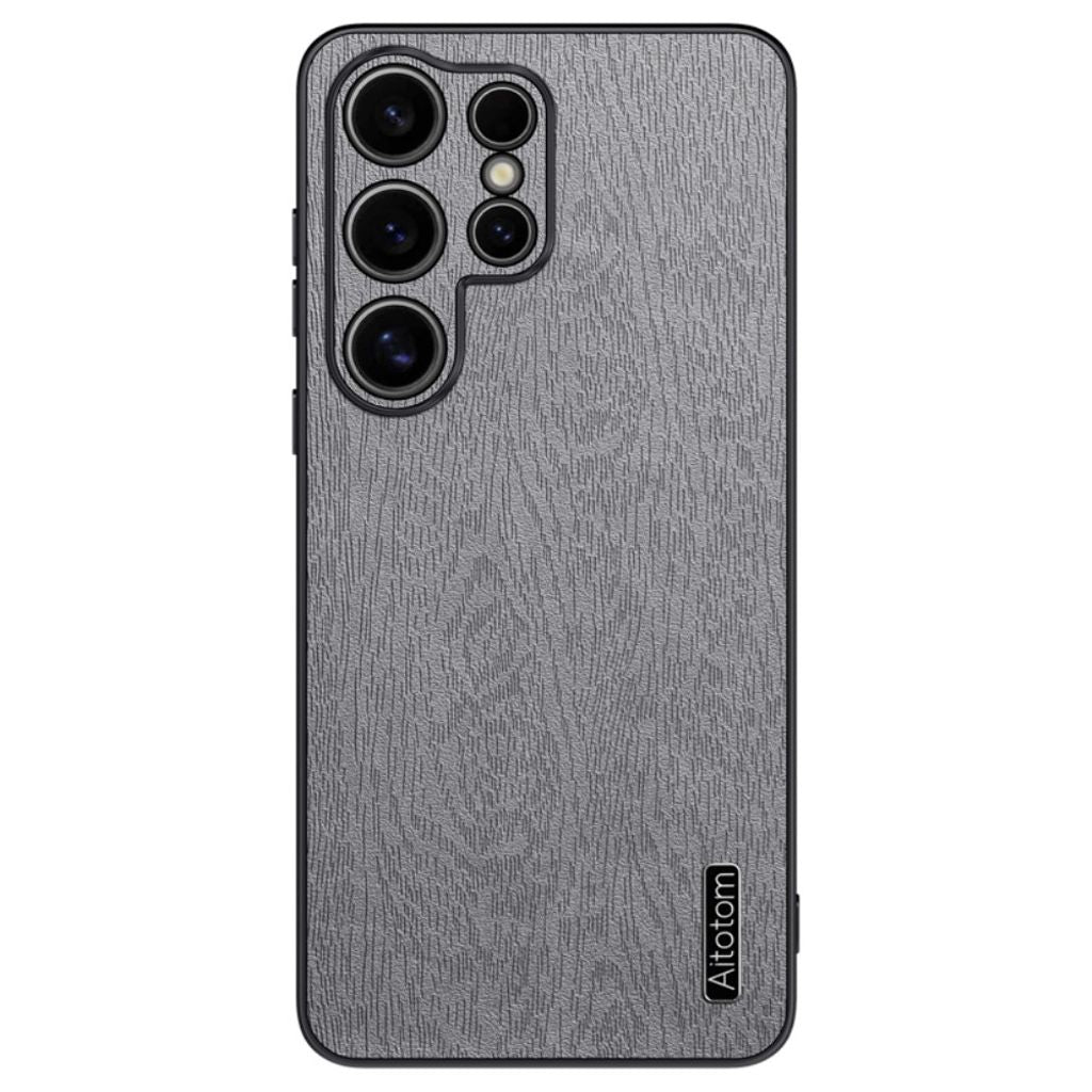 Samsung Galaxy S25 Ultra Casewith Wood Texture – grå