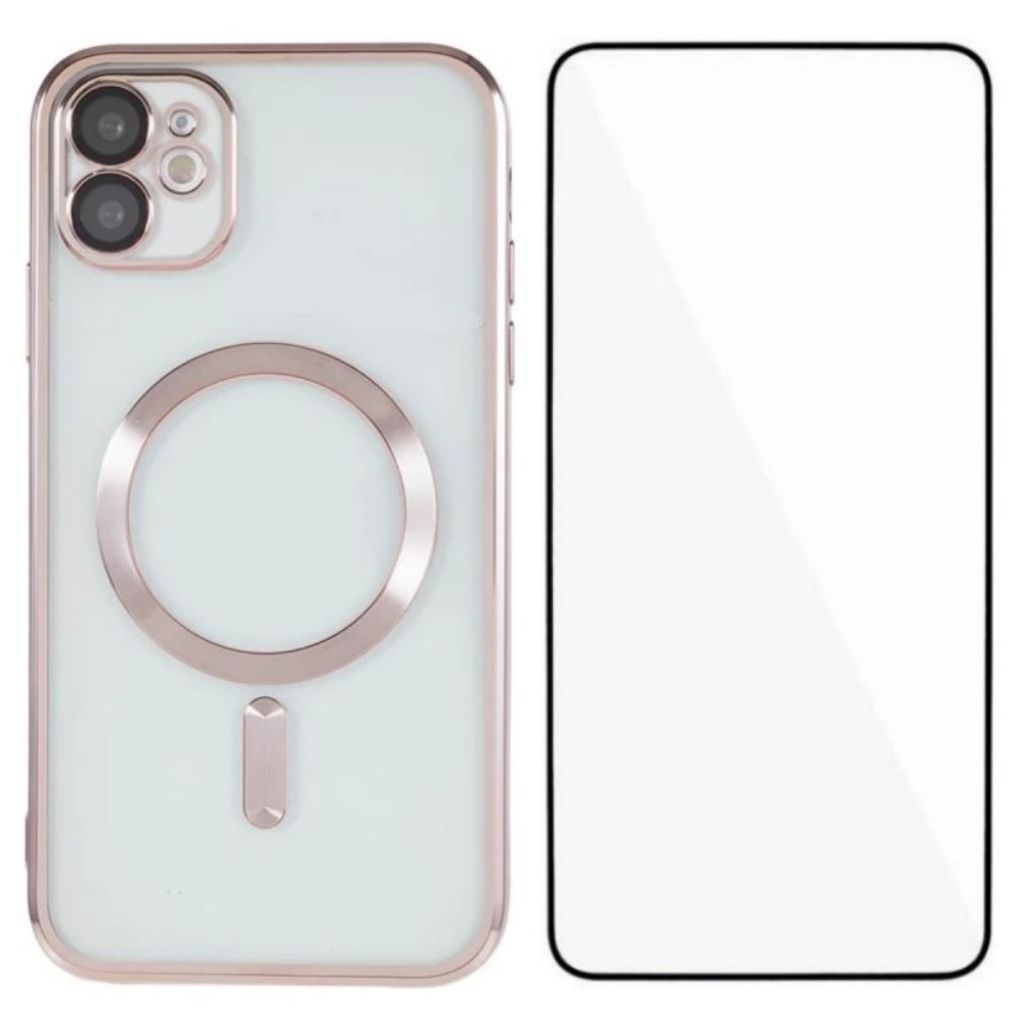 IPhone 11 MagSafe Compatible skal + skärmskydd – rosa