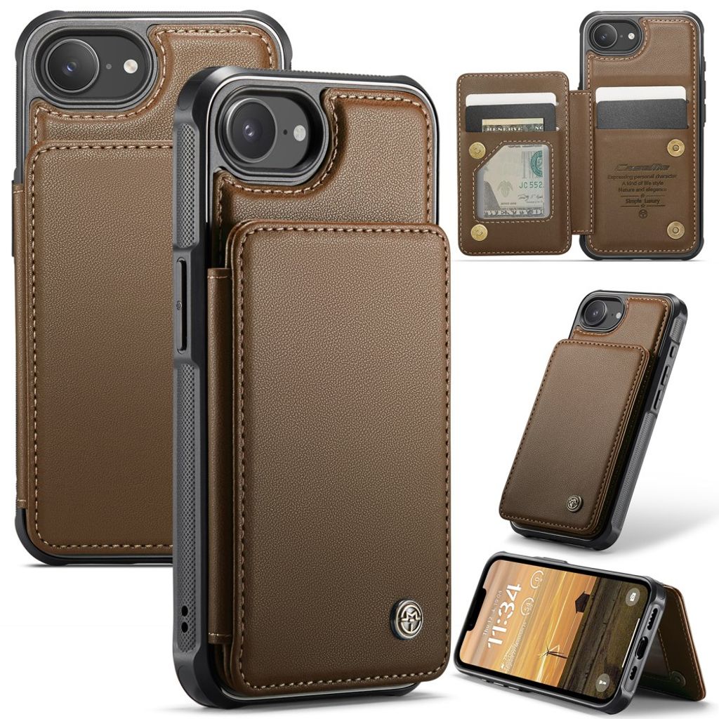 CASEME iPhone 17e/16e Wallet Case RFID Blocking - Brown