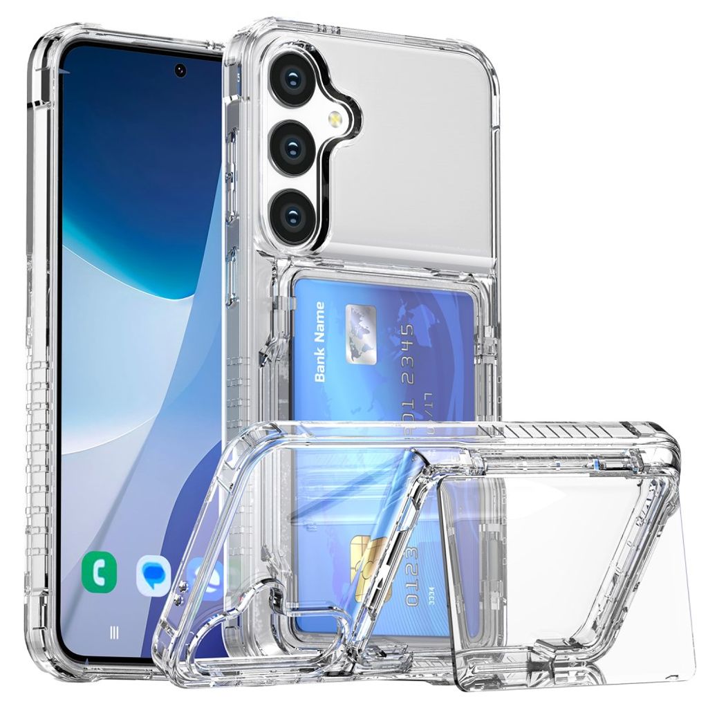 Samsung Galaxy S25 Plus skal with kortfack and stativ – Transparent