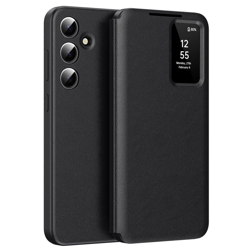 Samsung Galaxy S25 fodral with Viewing Window and Card Holder – svart
