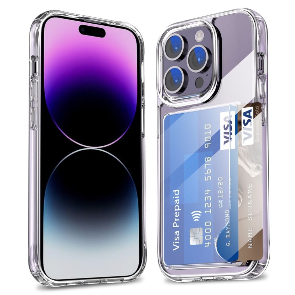 IPhone 14 Pro Max skal with Card Holder – Transparent
