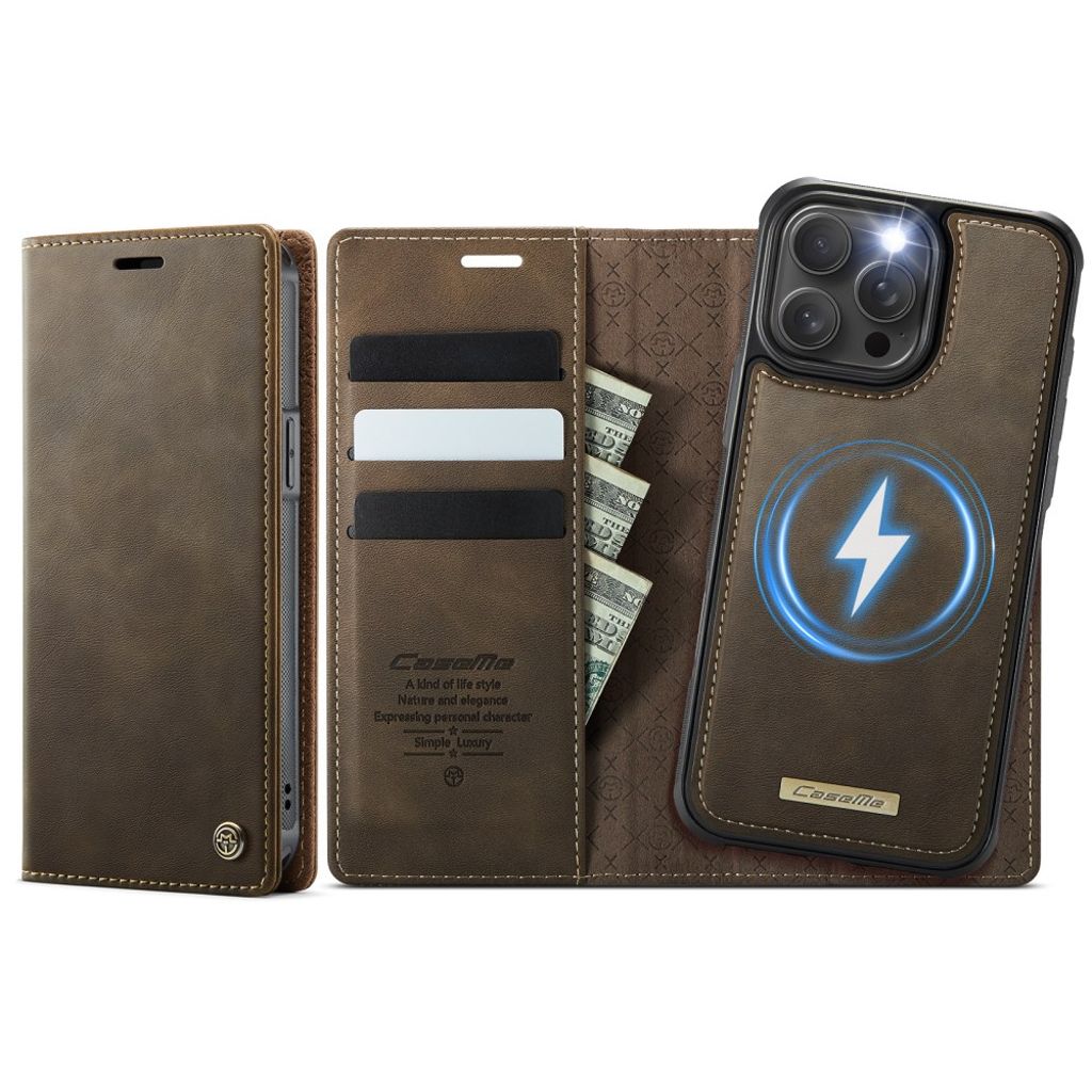 CASEME iPhone 13 Pro Max MagSafe RFID Blocking Wallet Cover - Brown